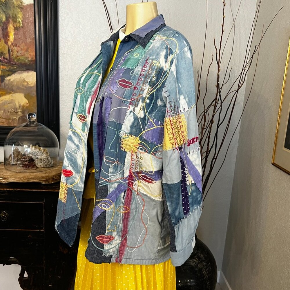 CANDY STARKMAN Art Asembled Long Sleeved Denim Shirt / Lightweight Jacket - Picture 1 of 7